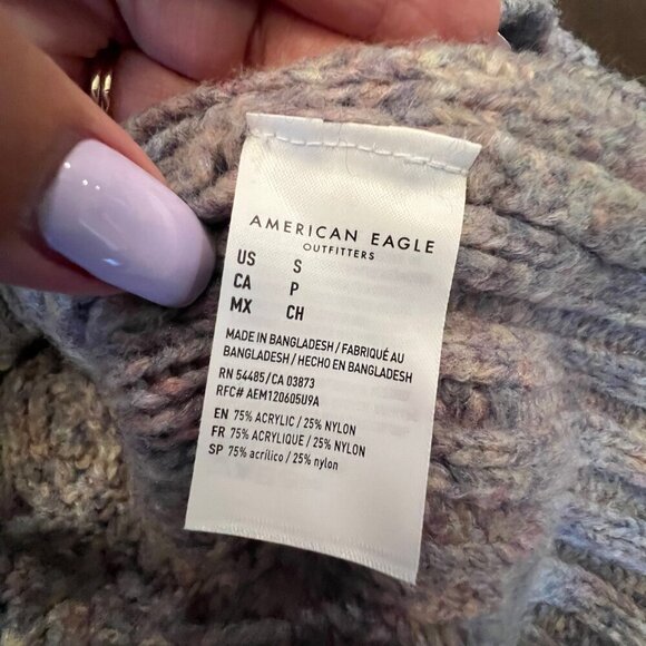 American Eagle Purple Gray Cable Knit Chunky Turtle Neck Sweater, Size Small - Picture 7 of 10